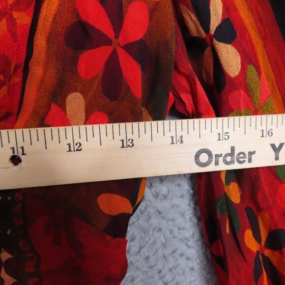 Farm Rio x Anthropologie Top XXS V Neck Open Back Boho Tassels Floral Blouse NEW - Picture 7 of 14